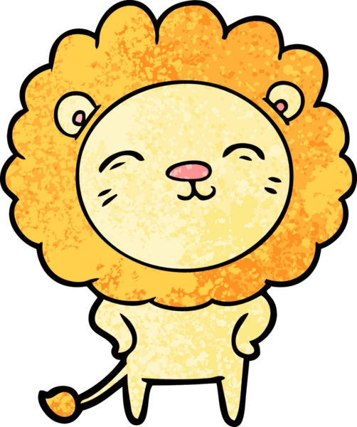 Bir insan tarafından çizilmiş çizgi film aslanı.