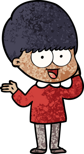 Bir insan tarafından çizilmiş mutlu çizgi film çocuğu.