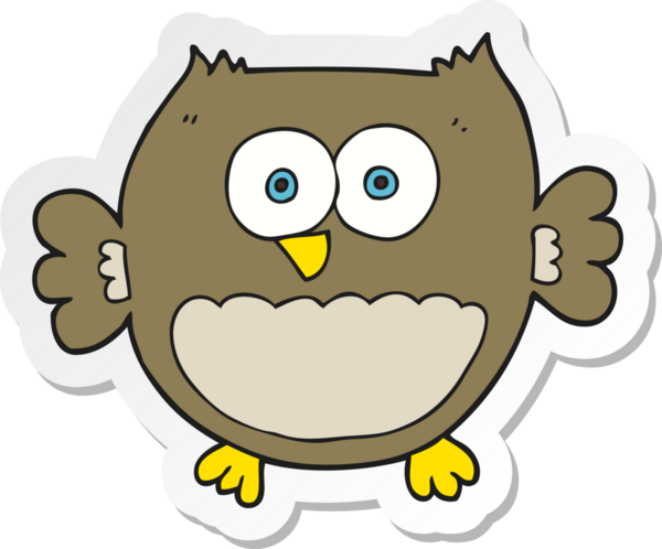 Bir insan tarafından çizilmiş bir baykuşun çıkartması.