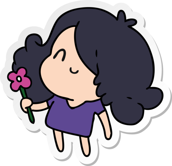 Bir insan tarafından çizilmiş sevimli bir kawai kızının çizilmiş bir karikatür çizimi.