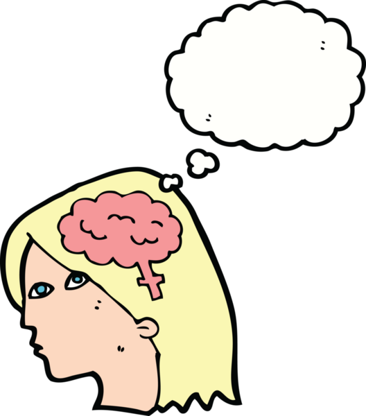 Bir insan tarafından çizilmiş beyin sembollü çizgi kadın kafası.