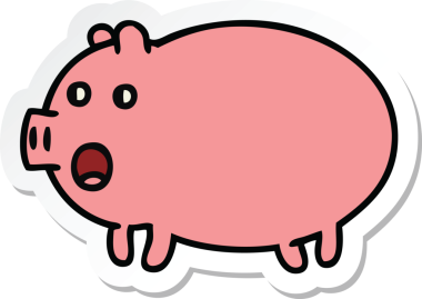 Bir insan tarafından çizilmiş şirin bir domuzun çıkartması.