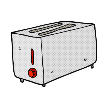 Bir insan tarafından çizilmiş karikatür tost makinesi.
