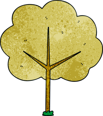 Bir insan tarafından çizilmiş tuhaf bir çizgi film ağacı.