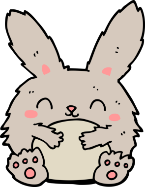 Bir insan tarafından çizilmiş şirin çizgi film tavşanı.