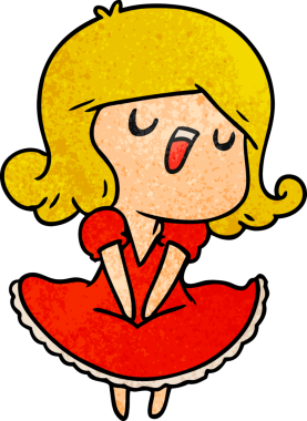 Bir insan tarafından çizilmiş güzel bir kawai kızının çizgi film çizimi.