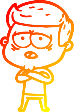 Bir insan tarafından çizilmiş, yorgun bir adamın çizgi çizimi.