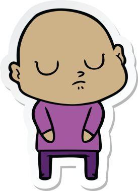 Bir insan tarafından çizilmiş kel bir adamın çıkartması.