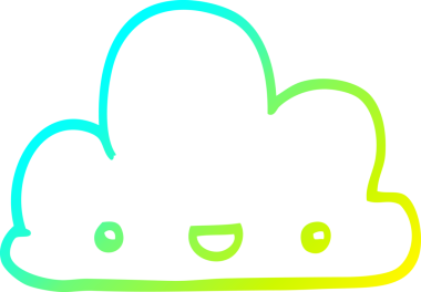 Bir insan tarafından çizilmiş küçük mutlu bulutun soğuk çizgi çizimi.