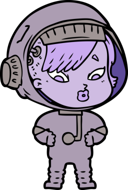 Bir insan tarafından çizilmiş astronot kadın.