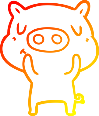 Bir insan tarafından çizilen çizgi film içerikli domuzun sıcak çizgi çizimi