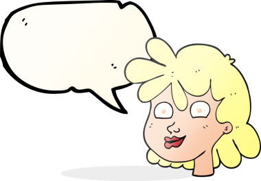 Bir insan tarafından çizilmiş serbest konuşma balonu kadın yüzü.