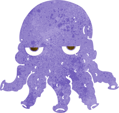 Bir insan tarafından çizilmiş uzaylı mürekkep balığı yüzü.