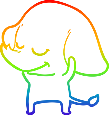 Bir insan tarafından çizilmiş gülümseyen bir filin çizgi çizimi.