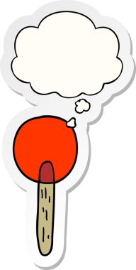 Düşünce baloncuklu şeker lolipopu insan tarafından çizilmiş bir çıkartma.