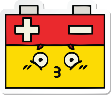 Bir insan tarafından çizilmiş şirin bir araba aküsünün çıkartması.