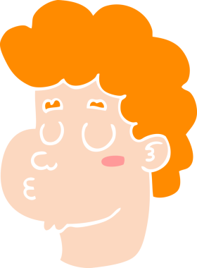 Bir insan tarafından çizilmiş düz renkli erkek yüzü