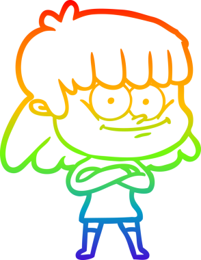 Bir insan tarafından çizilmiş gülümseyen bir karikatür çizimi.