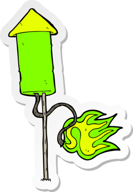 Bir insan tarafından çizilmiş havai fişek çıkartması.