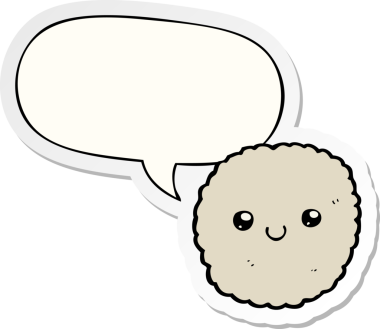 Bir insan tarafından çizilmiş konuşma balonu çıkartmalı çizgi film bisküvisi.