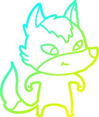 Bir insan tarafından çizilmiş dost canlısı bir kurt çizgi çizimi.