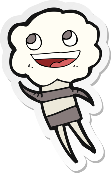 Bir insan tarafından çizilmiş şirin bulut kafalı bir yaratığın çıkartması.