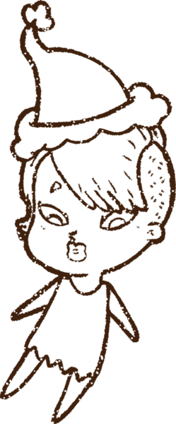 Bir insan tarafından çizilen neşeli kadın kömürü.