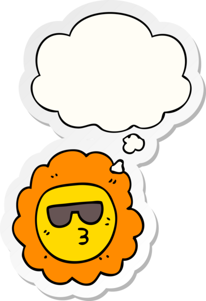 Düşünce baloncuğu insan tarafından çizilmiş bir çıkartma olan ayçiçeği çizgi filmi.