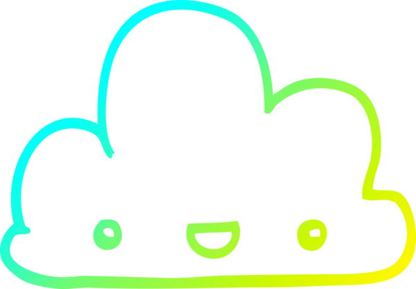 Bir insan tarafından çizilmiş küçük mutlu bulutun soğuk çizgi çizimi.