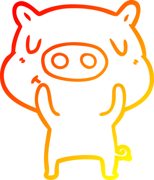 Bir insan tarafından çizilen çizgi film içerikli domuzun sıcak çizgi çizimi