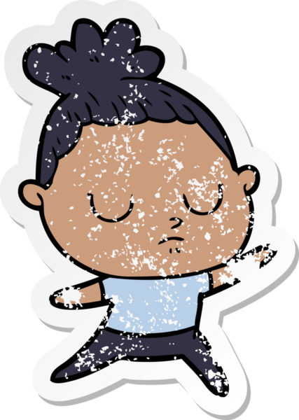 Bir insan tarafından çizilmiş sakin bir karikatür çıkartması.