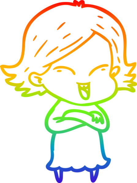 gökkuşağı gradyan çizimi mutlu bir çizgi film kızı bir insan tarafından çizildi