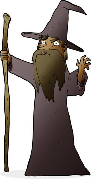 bir insan tarafından çizilmiş ürkütücü çizgi film büyücüsü