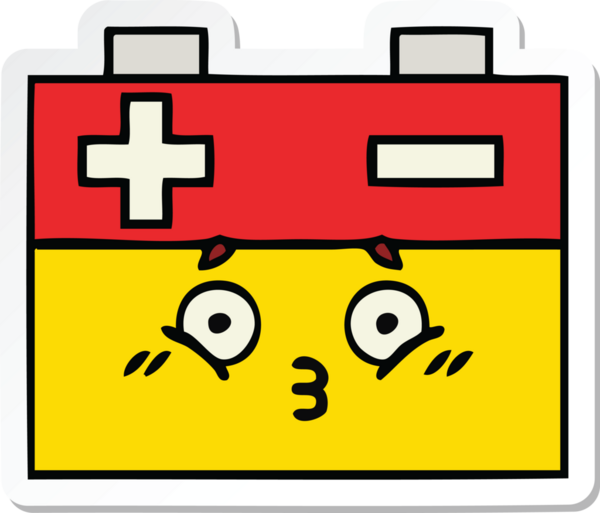 Bir insan tarafından çizilmiş şirin bir araba aküsünün çıkartması.