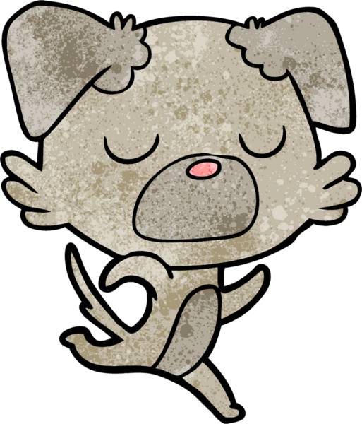 Bir insan tarafından çizilmiş çizgi film köpeği.