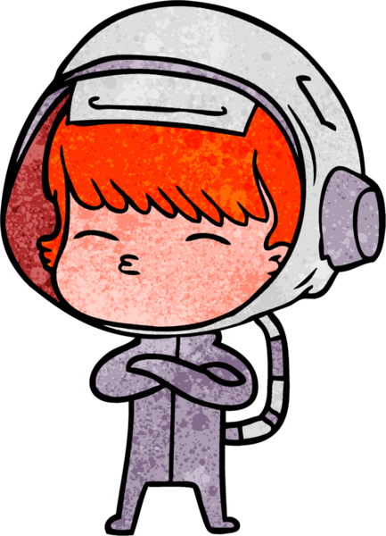 Bir insan tarafından çizilmiş meraklı astronot çizgi filmi.