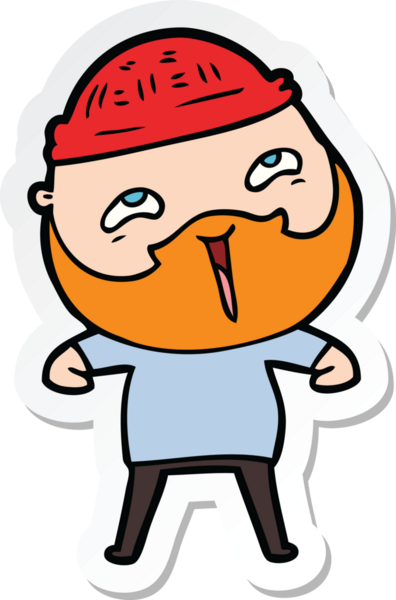 Bir insan tarafından çizilmiş mutlu sakallı bir adamın çıkartması.