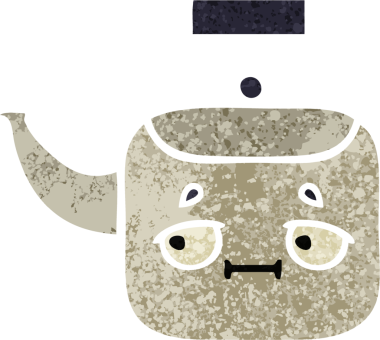 Bir insan tarafından çizilmiş bir çaydanlığın retro çizim tarzı karikatürü