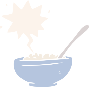 Bir insan tarafından çizilmiş eski moda konuşma baloncuklu pirinç kasesi.