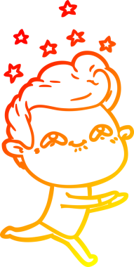 Bir insan tarafından çizilmiş, heyecanlı bir çizgi film çizimi.