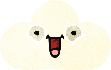 Bir insan tarafından çizilmiş beyaz bir bulutun retro çizim tarzı karikatürü