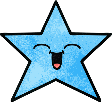 Bir insan tarafından çizilmiş yıldız balığının retro grunge deseni.