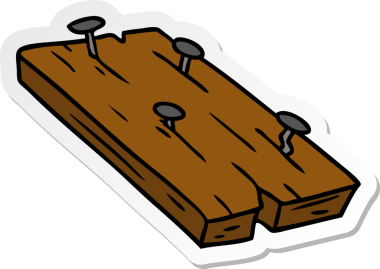 Bir insan tarafından çizilmiş tahtaya çivi karalaması.