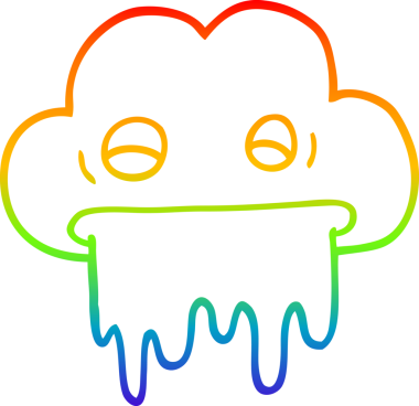 Bir insan tarafından çizilen yağmur bulutunun gökkuşağı gradyanı çizimi