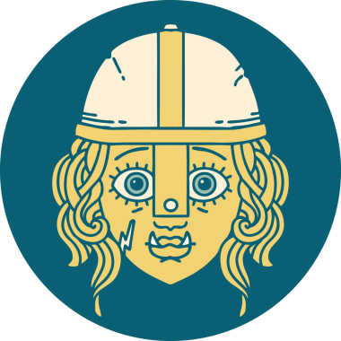 Retro Dövme Biçimli Ork savaşçı yüzü bir insan tarafından çizilmiş