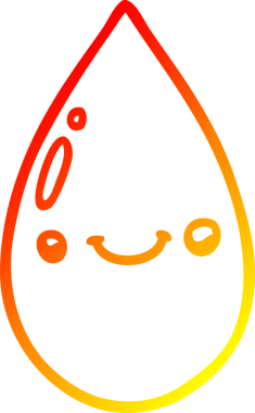 Bir insan tarafından çizilmiş sevimli yağmur damlasının sıcak çizgi çizimi