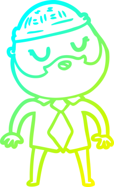 Bir insan tarafından çizilmiş sakallı sevimli bir çizgi film karakteri çizimi.