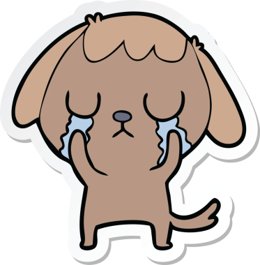 Bir insan tarafından çizilmiş şirin bir köpeğin çıkartması.