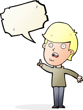 Çizgi filmci bir insan tarafından çizilmiş konuşma balonuyla soru soruyor.