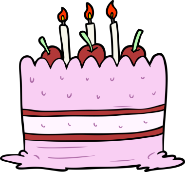 Bir insan tarafından çizilmiş doğum günü pastası.